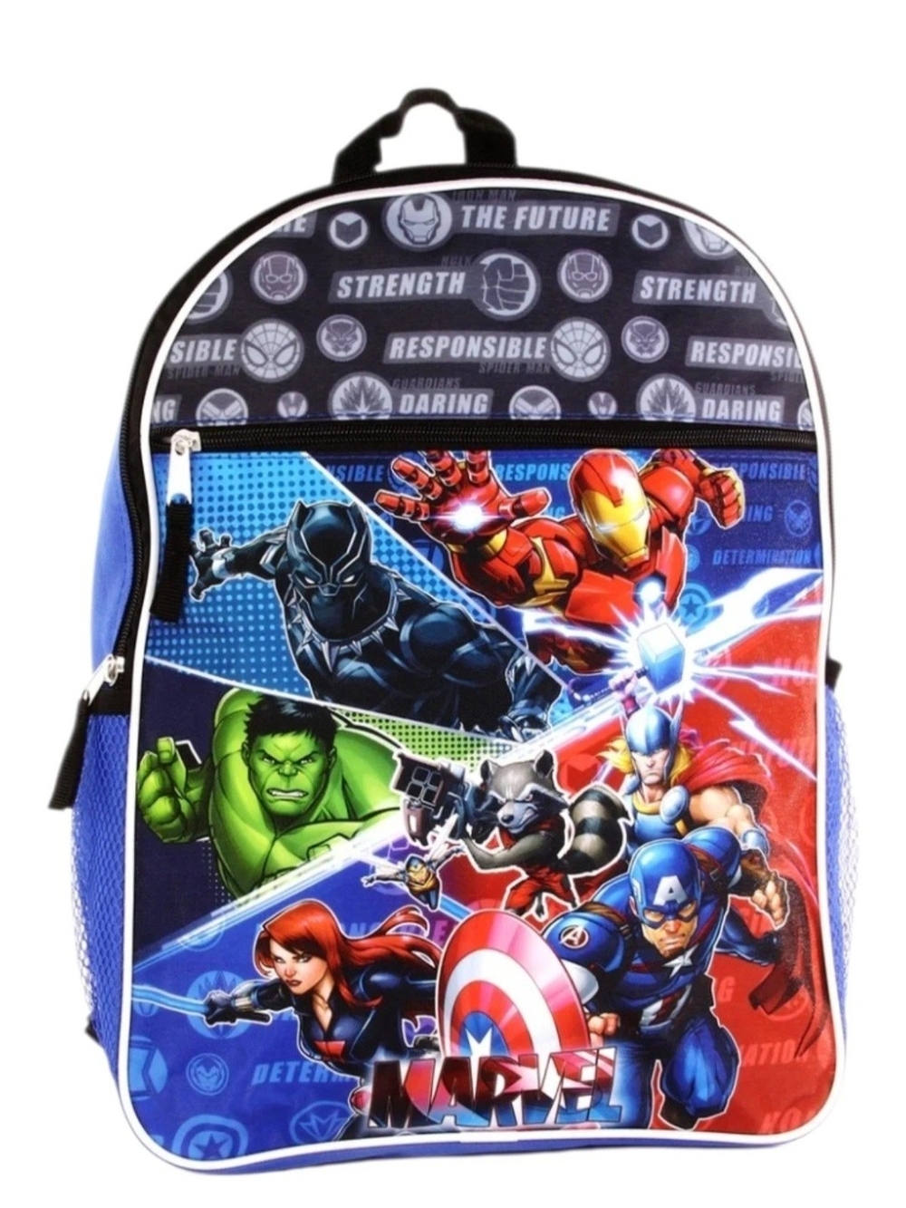Marvel Avengers Character Panel Backpack - Blue Red Green Black